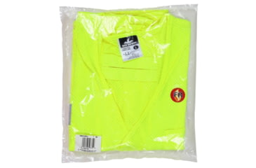 Image of MCR Safety Flame Resistant Safety Vest, Class 3, Mesh Modacrylic/Aramid Blend, 2in Silver Stripes, Fluorescent Lime, S, FRMCL3MLS