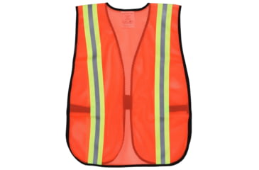 Image of MCR Safety Fluorescent Mesh Safety Vest, 2in Silver Reflective Stripes, Lightweight Poly Mesh, Non-ANSI Rated, Fluorescent Orange, One Size, V201R