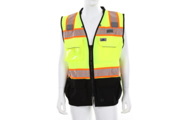 Image of MCR Safety Hi Vis Reflective Safety Vest, ANSI 107 Type R Class 2, 3in Silver Reflective, Zipper Front Closure, Back Plan Pocket, Solid Front Mesh Back, Fluorescent Lime, XL, PSURVCL2LSXL