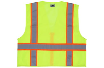 Image of MCR Safety Hi Vis Reflective Safety Vest, ANSI 107 Type R, Class 2, Zipper Front with 4 Outer and 2 Inner Pockets, Fluorescent Lime, M, RSURVMLM