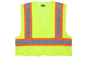 Image of MCR Safety Hi Vis Reflective Safety Vest, ANSI Type R Class 2, 3.5in Silver Stripes, Zipper Front Closure, Limited Flammability, Fluorescent Lime, 4X, VWCCL2LFRX4