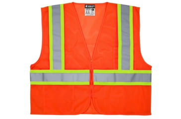 Image of MCR Safety Hi Vis Reflective Safety Vest, ANSI Type R Class 2, 3.5in Silver Stripes, Zipper Front Closure, Limited Flammability, Fluorescent Orange, XL, VWCCL2OFRXL