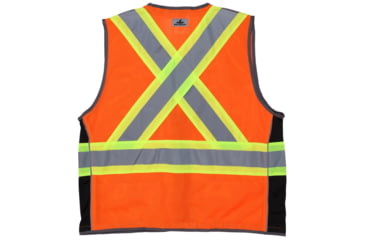 Image of MCR Safety Hi Vis Reflective Safety Vest, ANSI Type R Class 2, CSA Z96 Class 2, Mesh with 3in Silver Stripes, Zipper Front Closure, Fluorescent Orange, 4X, SURVCS2OX4