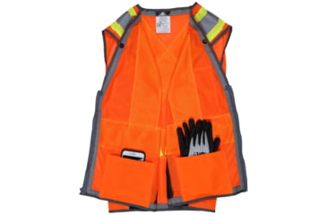 Image of MCR Safety Hi Vis Reflective Safety Vest, ANSI Type R Class 2, CSA Z96 Class 2, Mesh with 3in Silver Stripes, Zipper Front Closure, Fluorescent Orange, 4X, SURVCS2OX4