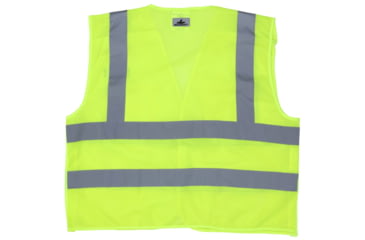 Image of MCR Safety Hi Vis Reflective Safety Vest, ANSI Type R Class 2, Mesh with 2in Dual Silver Stripes, Breakaway Design with Hook and Loop Closures, Fluorescent Lime, M, CL2ML2M
