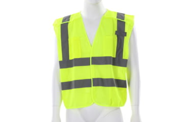 Image of MCR Safety Hi Vis Reflective Safety Vest, ANSI Type R Class 2, Mesh with 2in Dual Silver Stripes, Breakaway Design with Hook and Loop Closures, Fluorescent Lime, M, CL2ML2M