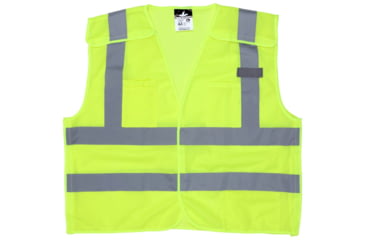 Image of MCR Safety Hi Vis Reflective Safety Vest, ANSI Type R Class 2, Mesh with 2in Dual Silver Stripes, Breakaway Design with Hook and Loop Closures, Fluorescent Lime, M, CL2ML2M