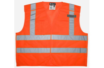 Image of MCR Safety Hi Vis Reflective Safety Vest, ANSI Type R Class 2, Mesh with 2in Dual Silver Stripes, Breakaway Design with Hook and Loop Closures, Fluorescent Orange, 3X, CL2MO2X3