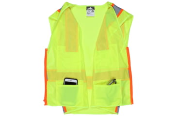 Image of MCR Safety Hi Vis Reflective Safety Vest, ANSI Type R Class 2, Mesh with 3in Silver Stripes, Zipper Front Closure, Fluorescent Lime, S, SURVMLS