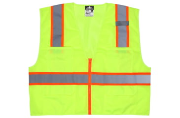 Image of MCR Safety Hi Vis Reflective Safety Vest, ANSI Type R Class 2, Mesh with 3in Silver Stripes, Zipper Front Closure, Fluorescent Lime, S, SURVMLS