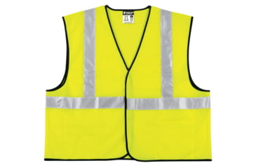 Image of MCR Safety Hi Vis Reflective Safety Vest, ANSI Type R Class 2, Solid with 2in Silver Stripes, Hook and Loop Front Closure, Limited Flammability, Fluorescent Lime, 2X, VCL2SLFRX2