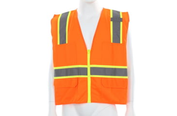 Image of MCR Safety Hi Vis Reflective Safety Vest, ANSI Type R Class 2, Solid with 3in Silver Stripes, Zipper Front Closure, Fluorescent Orange, M, SURVOM