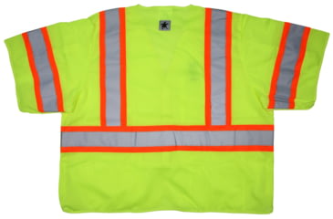 Image of MCR Safety Hi Vis Reflective Safety Vest, ANSI Type R Class 3, Mesh with 3in Silver Stripes, Hook and Loop Front Closure, Fluorescent Lime, L, SURVCL3LL