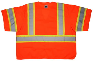 Image of MCR Safety Hi Vis Reflective Safety Vest, ANSI Type R Class 3, Mesh with 3in Silver Stripes, Hook and Loop Front Closure, Fluorescent Orange, 4X, SURVCL3OX4