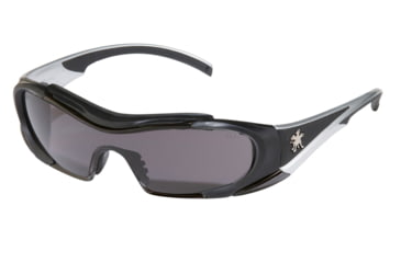 Image of MCR Safety HL1 Series Safety Glasses, Anti-Fog Lens, Non-Slip TPR Temples and Nose Piece, Extended Brow Guard, Gray, One Size, HL112AF