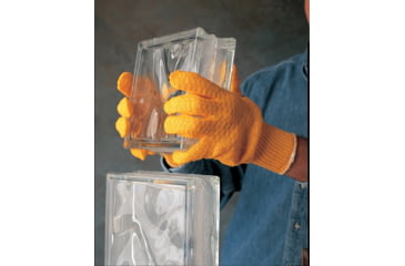 Image of MCR Safety Honey Grip Work Gloves, Acrylic Polyester String Knit, PVC Honeycomb Criss-Cross Grip, Clear/Orange, Small, 9675S