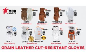 Image of MCR Safety Leather Drivers Work Gloves, Select Grade Cow Grain Leather, Kevlar Lined with Keystone Thumb, Beige, Large, 3204KL