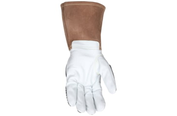 Image of MCR Safety Leather Welding Work Gloves, Premium Grain Goatskin Leather, 5in Split Cowskin Cuff, Thinsulate Lined, White, Medium, 48406TM