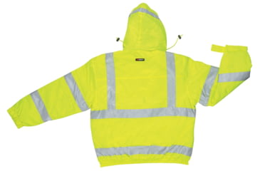 Image of MCR Safety Luminator Hi-Vis Insulated Jacket, Attached Drawstring Hood, Silver Reflective Stripes, Fluorescent Orange, XL, BMRCL3LXL, Fluorescent Orange, XL, BMRCL3LXL