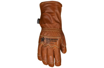 Image of MCR Safety Mustang Utility Leather Work Gloves, Premium Grain Goatskin Double Palm, Fleece Lined with a Waterproof/Windproof Bladder, Sewn with DuPont Kevlar, Brown, Large, MU36211L
