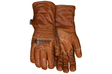 Image of USED MCR Safety Mustang Utility Leather Work Gloves, Premium Grain Goatskin Double Palm, Fleece Lined with a Waterproof/Windproof Bladder, Sewn with DuPont Kevlar, Brown, Medium, MU36211M, EDEMO1