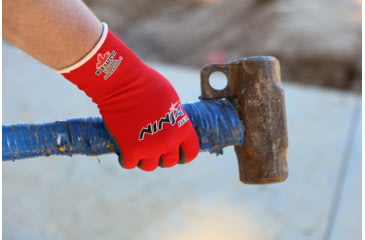 Image of MCR Safety Ninja Flex Work Gloves, 15 Gauge Nylon Shell, Latex Coated Palm and Fingertips, Gray/Red, Medium, N9680M