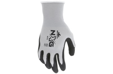 Image of MCR Safety NXG Work Gloves, 13 Gauge Nylon, Nitrile Foam Coated Palm and Fingertips, Black/Gray, Medium, 9673M