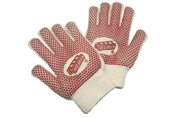 Image of MCR Safety Red Brick Terrycloth Heat Resistant Gloves, Heavy Weight 2-Ply Construction, Loop-in Terrycloth, Nitrile Blocks on Both Sides, Russet/Natural, Large, 9460K