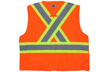 Image of MCR Safety Safety Vest, ANSI Class 2 and CSA Z96 Class 2, 4in Silver X-Pattern Back, 5 Point Break Away, Fluorescent Orange, 3X, WCCS2BOX3