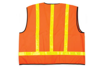 Image of MCR Safety Safety Vest, Class 2, 1 3/8in Reflective Stripes, Zipper Front, 2 Inside Pockets, Fluorescent Orange, 4X, VA221RX4