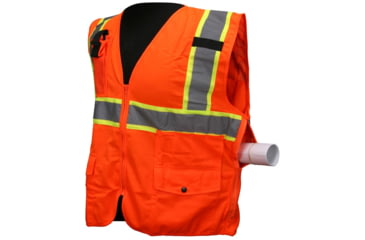 Image of MCR Safety Safety Vest, Class 2, 3in Silver Reflective Stripes, Zipper, Back Plan Pocket, Fluorescent Orange, 3X, SURVCL2POX3