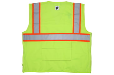 Image of MCR Safety Safety Vest, Class 2, 3in Silver Reflective, Zipper, Back Plan Pocket, Fluorescent Lime, 4X, SURVCL2PLX4