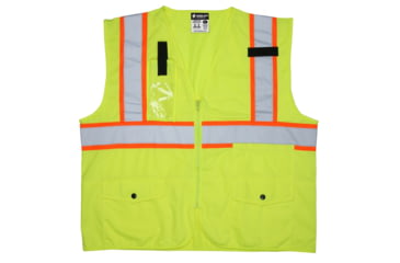 Image of MCR Safety Safety Vest, Class 2, 3in Silver Reflective, Zipper, Back Plan Pocket, Fluorescent Lime, 4X, SURVCL2PLX4