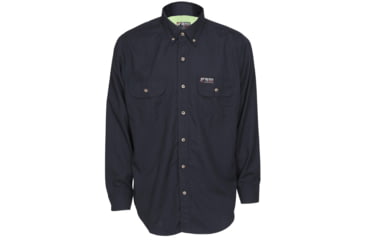 Image of MCR Safety SBS1002MT Summit Breeze Flame Resistant Shirt, 5.5oz Inherent Blend, Long Sleeve with Vented Underarms and Back, CAT 2, Navy Blue, M, SBS1002MT
