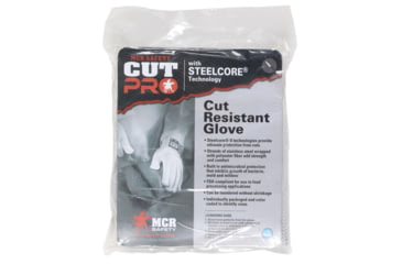 Image of MCR Safety Steelcore 2 10 Gauge Regular Weight Cut Resistant Work Gloves, Polyester Wrapped Stainless Steel, White, Small, 9356S