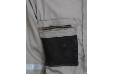 Image of MCR Safety Summit Breeze Flame Resistant Coverall, 7oz Cotton, Long Sleeve Coverall with Vented Underarms and Back, 1in Silver Reflective Stripes, CAT 2, Gray, 201138T, SBC201138T