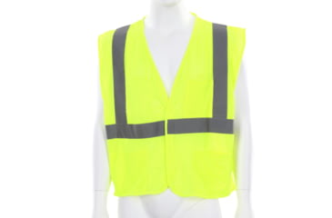 Image of MCR Safety VCL2MLFRL Hi Vis Reflective Safety Vest, ANSI Type R Class 2, Mesh with 2in Silver Stripes, Hook and Loop Front Closure, Limited Flammability, Fluorescent Lime, L, VCL2MLFRL