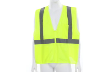 Image of MCR Safety VCL2MLPL Hi Vis Reflective Safety Vest, ANSI Type R Class 2, Mesh with 2in Silver Stripes, Hook and Loop Front Closure, Limited Flammability, Fluorescent Lime, L, VCL2MLPL
