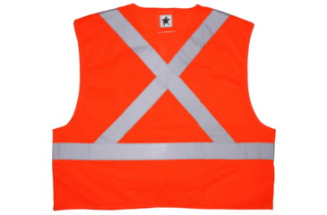 Image of MCR Safety XCL2MOX4 Hi Vis Reflective Safety Vest, ANSI Type R Class 2, Mesh with 2in Silver Stripes, Breakaway Design with Hook and Loop Closures, Fluorescent Orange, 4X, XCL2MOX4