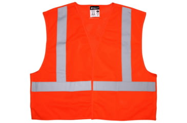 Image of MCR Safety XCL2MOX4 Hi Vis Reflective Safety Vest, ANSI Type R Class 2, Mesh with 2in Silver Stripes, Breakaway Design with Hook and Loop Closures, Fluorescent Orange, 4X, XCL2MOX4