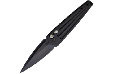Image of Medford Auto Nosferatu Button Lock S35 Automatic Folding Knife, 3.5in, S35VN, Black DLC Coated Blade, Black DLC Coated Titanium Handle, MKNAPQ-30PV-TPCP