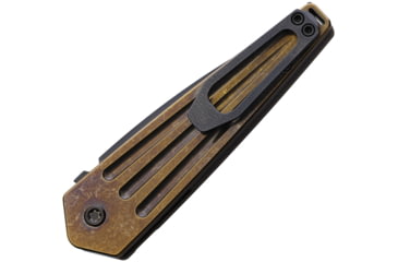 Image of Medford Auto Nosferatu Button Lock S35 Automatic Folding Knife, 3.5in, S35VN, Black DLC Coated Blade, Bronze PVD Coated Titanium Handle, MKNAPQ-36A1-TPCP