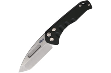 Image of Medford Auto Swift Button Lock Automatic Folding Knife, 3.25in, D2 Tool Steel, Tanto Blade, Tumbled Finish, Green Anodized Aluminum Handle, MD206STT40AG