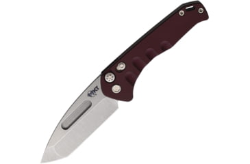 Image of Medford Auto Swift Button Lock Automatic Folding Knife, 3.25in, D2 Tool Steel, Tanto Blade, Tumbled Finish, Red Anodized Aluminum Handle, MD206STT41AR