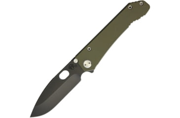 Image of Medford Deployment Framelock Folding Knife, 4in Black Pvd Coated D2 Tool Steel Drop Point, OD Green G10 Handle With Titanium Back Handle, Thumb Stud, Thumb Pull, Pocket Clip, MK002DPQ-10TM-SSSC-04