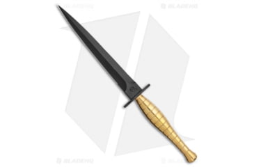 Image of Medford FS Commando ARMY Dagger Fixed Blade Knife, 7.00in, CPM 3V, Dagger Blade, Brass Gold Handle, Black/Gold, 12.00in, BHQ-116186