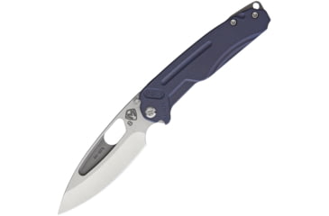 Image of Medford Infraction Framelock Folding Knife, 3.5in Tumbled Finish S35Vn SS Blade, Blue Anodized Titanium Handle, Thumb Pull, Pocket Clip, Watertight Storage Case, MK031ST-37A2