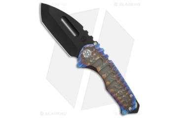 Image of Medford Praetorian Genesis T Folding Knife, 3.375in, D2, Tanto Blade, Titanium Bronze/Purple Handle, Black/Bronze/Purple, 7.875in, BHQ-82654