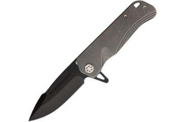 Image of Medford Proxima Framelock Folding Knife, 3.75in Black Pvd Coated S35Vn SS Blade, Tumbled Finish Titanium Handle, Thumb Stud, Pocket Clip, Watertight Storage Case, MK200SP-01TM