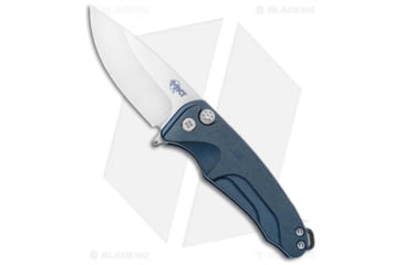 Image of Medford Smooth Criminal Plunge Folding Knife, 3.00in, CPM S35VN Stainless Steel, Drop Point Blade, Aluminum Blue Handle, Gray/Blue, 7.00in, BHQ-99138